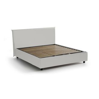Dmora Dmora - Cama Matrimonial Dalter, Cama Contenedor Con Tapizado En Ecopiel, 100% Made In Italy, Apertura Frontal, Adecuado Para Colch&oacute;n Cm 160x190, Blan