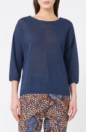 Max Mara Cannone Linen Sweater in Navy at Nordstrom, Size X-Large
