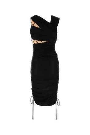 Marine Serre Wdr303arjer0018 Bk99 Black Exterior: Nylon Elastane Abiti Dress
