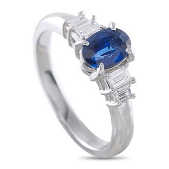 Luxury Bazaar Platinum 0.30ct Diamond and Sapphire Ring MF28-041426