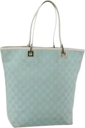 Gucci Pre-owned Vintage Canvas Tote Bag - Dames - Vintage Shopper - Blauw - ONE Size - Vintage