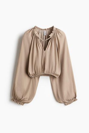 H&M Balloon-sleeved Blouse in Beige at Nordstrom, Size Xx-Large