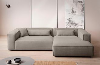 LeGer Home by Lena Gercke Ecksofa »PIARA XXL, Big-Sofa, Cord, Leinenoptik o. Strukturstoff, L-Form« wahlweise Ottomane rechts/links, Kedernaht, extra tiefe Sitzfläche