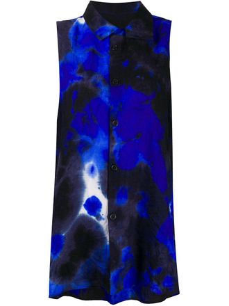 Yohji Yamamoto longline tie-dye shirt - women - Wool - 2 - Blue