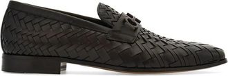 Ferragamo Dark Brown Woven Gancini Loafers