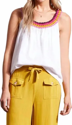 Tribal Cassia Flowy Sleeveless Top In White
