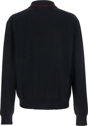 Jil Sander Mens Black Wool Sweater With Classic Collar Virgin Tops Top