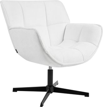 Beliani Sill&oacute;n Decorativo Tapizado Con Asiento Curvo Estructura Giratoria Estilo Retro Blanco Auma
