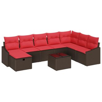 vidaXL Set Divano Da Giardino 9 Pz Polyrattan Vidaxl