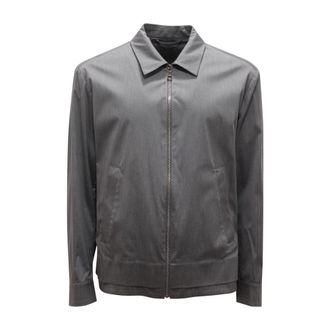Neil Barrett Losse Harrington Kraag Shirt met Lange Mouwen Bomberstijl - Heren - Zomerjassen - Grijs - L - Katoen - Jassen