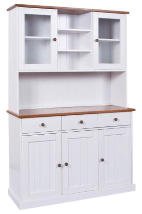 MID.YOU Mid.you Buffet, Wei&szlig;, Holz, Kiefer, massiv, 3 F&auml;cher, 3 Schubladen, 131x191x45 cm, Beim&ouml;bel erh&auml;ltlich, Esszimmer, Anrichten, Buffetschr&auml;nke