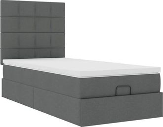 vidaXL Cama Otomana Con Colch&oacute;n Gris Oscuro 90x200 Cm Tela Vidaxl