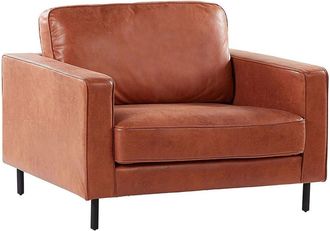 Beliani Sill&oacute;n piel sint&eacute;tica marr&oacute;n dorado