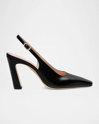 Stuart Weitzman 85mm Stassi Leather Slingback Pumps