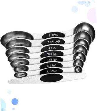 OEM Set Da 8 Pezzi In Acciaio Inox Composto Da Cucchiai Dosatori, Accessori Per La Cottura, Spatole, Misurini Metrici E Utensili Da Cucina, Colore Nero
