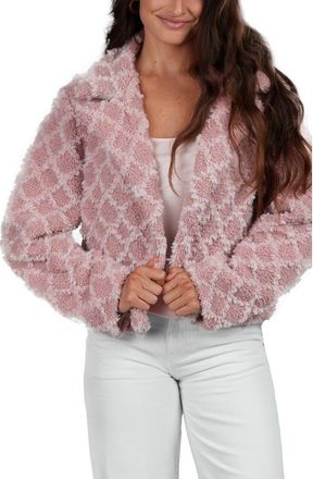 Saachi Plush Faux Fur Diamond Print Jacket in Pink at Nordstrom Rack
