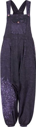 Wicked Dragon Mandala Print Dungarees up to Plus Size (S/M, Purple)