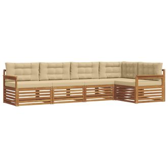 vidaXL Conjunto De Sof&aacute;s De Exterior Con Coj&iacute;n 5 Pcs Natural Y Beige Vidaxl