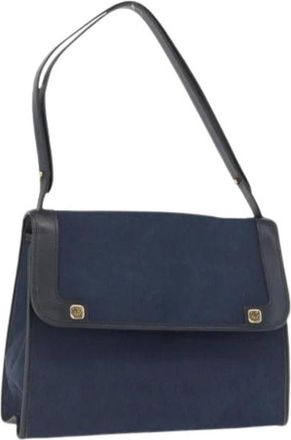 Dior Pre-owned Vintage Honeycomb Canvas Schoudertas - Dames - Vintage Schoudertas - Blauw - ONE Size - Leer - Vintage