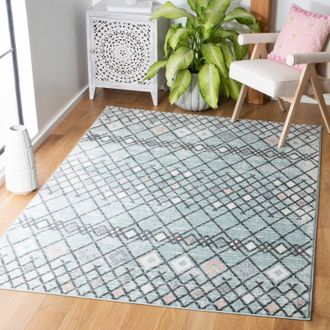 Safavieh Amsterdam Machine Made Area Rug, Light Blue / Ivory Bohemian Style Easy Care