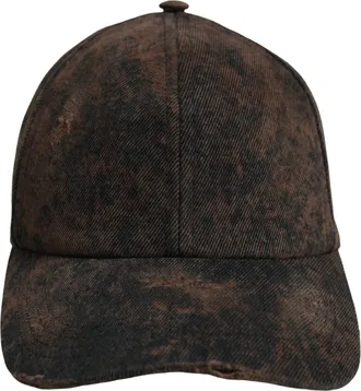 Dolce & Gabbana HAT10051 Distressed Cotton Baseball Cap - Brown