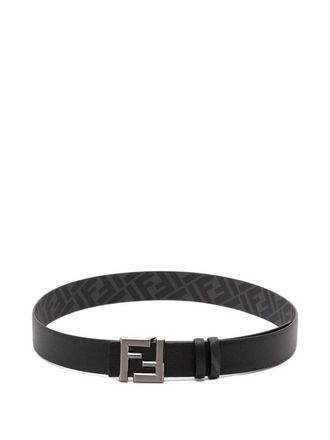 Fendi Ff Squared Leather And Ff Canvas Reversible Belt Accessories