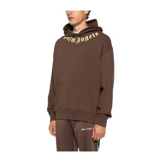 Palm Angels Hoodies & sweatvesten, Heren, Bruin, XL, Nylon, Neck Logo Regular Hoodie