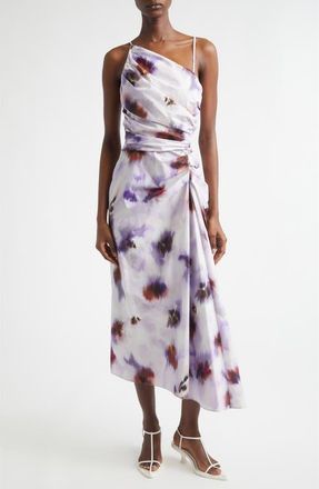 A.L.C. Juno Asymmetric Floral Print Poplin Dress in Lilac Multi at Nordstrom, Size 12