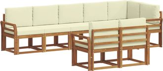 vidaXL Conjunto De Sof&aacute;s De Exterior 8 Uds. Natural Y Crema Vidaxl