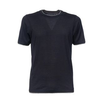 Gran Sasso T-Shirts, male, Blue, 2XL, Silk Cotton Crew Neck T-shirt