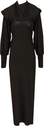 Rotate Slinky Hooded Dress - Dames - Maxi kleedjes - Zwart - S - Polyester - Kleedjes