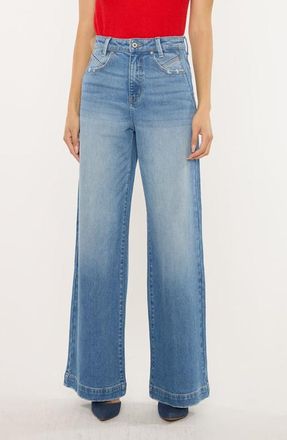 Kancan Becca Ultra High Rise Wide Leg Trouser in Medium Dark at Nordstrom, Size 25 X 33