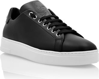 Philipp Plein Leather Lo-Top Sneakers Skull and Plein