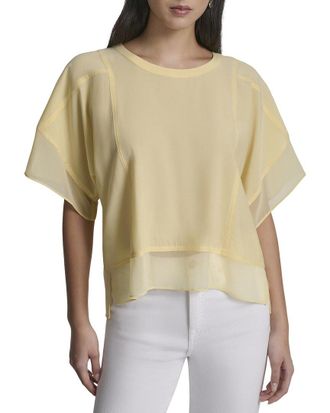 DKNY Dkny Dolman Sleeve Mix Media Top