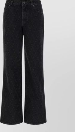 Balmain denim diamond quilted wide-leg flared jeans