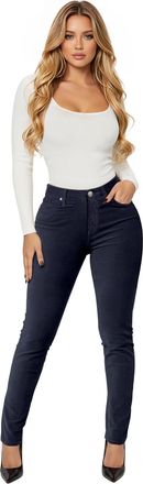 HyBrid & Company Super Comfy Stretch Women 5 Pockets Corduroy Skinny Pants - blue - 3
