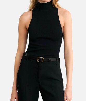 Nili Lotan Roma Sleeveless Mock Neck Sweater In Black