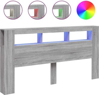 vidaXL Vidaxl - Cabecero Led Madera Ingenier&iacute;a Gris Sonoma 200x18,5x103,5 Cm