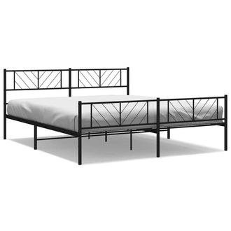 Berkfield Home Metal Bed Frame with Headboard & Footboard Black 193x203 cm