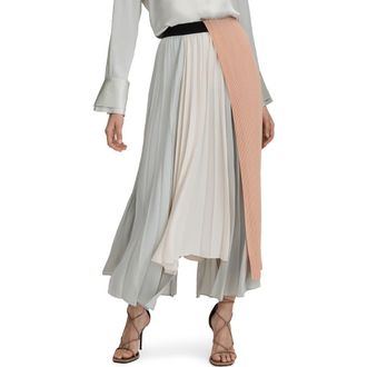 Reiss Maddie Colorblock Asymmetric Pleat Skirt in Pink/Cream Multi at Nordstrom Rack, Size 6 Us / 10 Uk