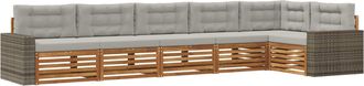 vidaXL Conjunto De Sof&aacute;s De Exterior 6 Uds. Natural Y Gris Claro Vidaxl