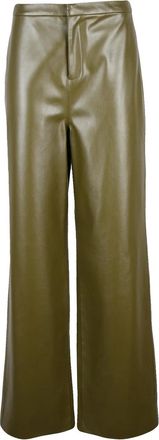 Isabelle Blanche Wide-Leg Polyurethane Trousers with High Waist