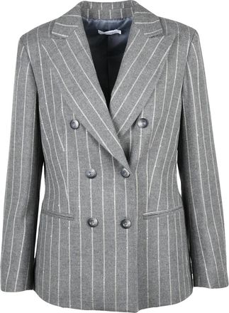 Barba Grey Virgin Wool-Blend Pinstripe Double-Breasted Jacket