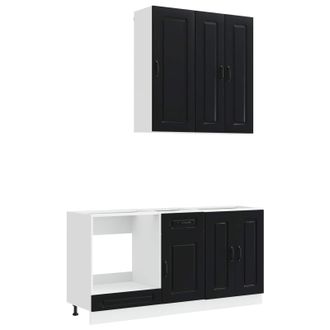 vidaXL Unidad De Cocina Kalmar 5 Uds. Negro Madera De Ingenier&iacute;a Vidaxl