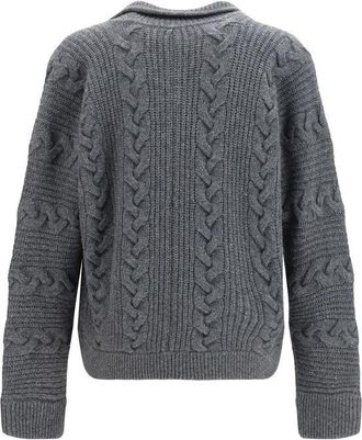Versace Wool-Blend Cable-Knit Cardigan - Gray