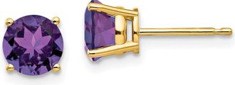 Diamond2Deal 14k Yellow Gold 6mm Amethyst Earrings