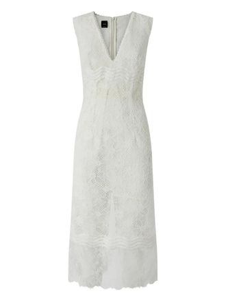 Pinko lace-overlay V-neck dress - White