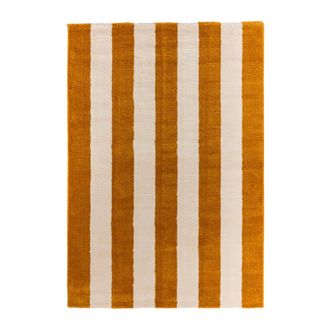 Sweeek Alfombra interior con rayas ocre y blanco