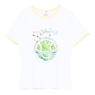 Casablanca T-Shirts, female, White, Size: XS Crew Neck T-Shirt