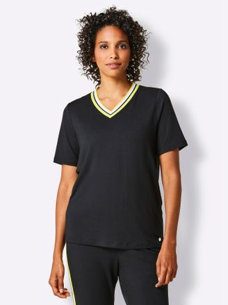 Cr&eacute;ation L Kurzarmshirt CREATION L PREMIUM Modal-Shirt, Damen, Gr. 36/38, schwarz, 95% Modal, 5% Elasthan, unifarben, Shirts Kurzarmshirt